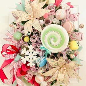 Festive Holiday Wreath With Pastel Candy Accents
